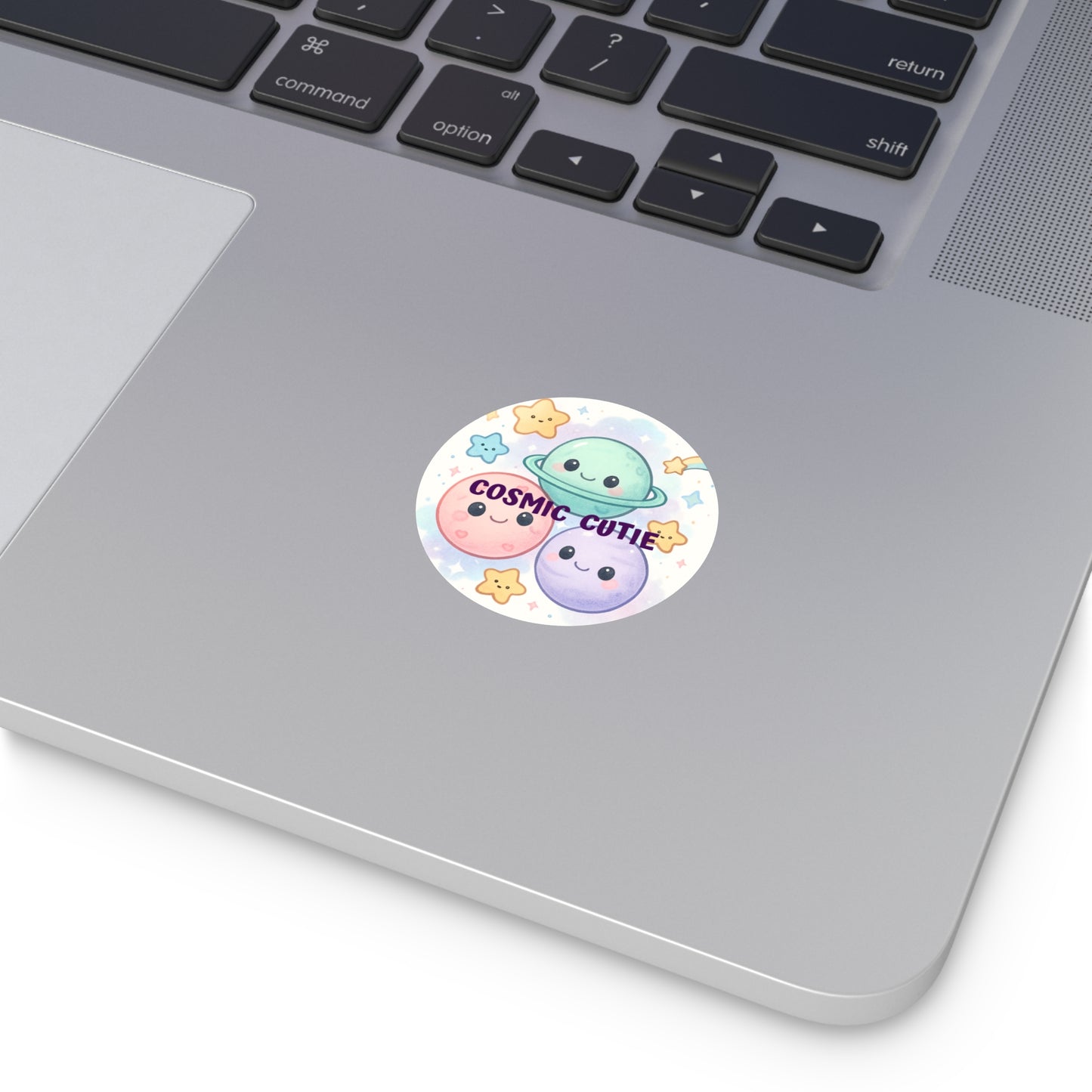 Cosmic Cutie Round Vinyl Sticker — Kawaii Planets & Stars