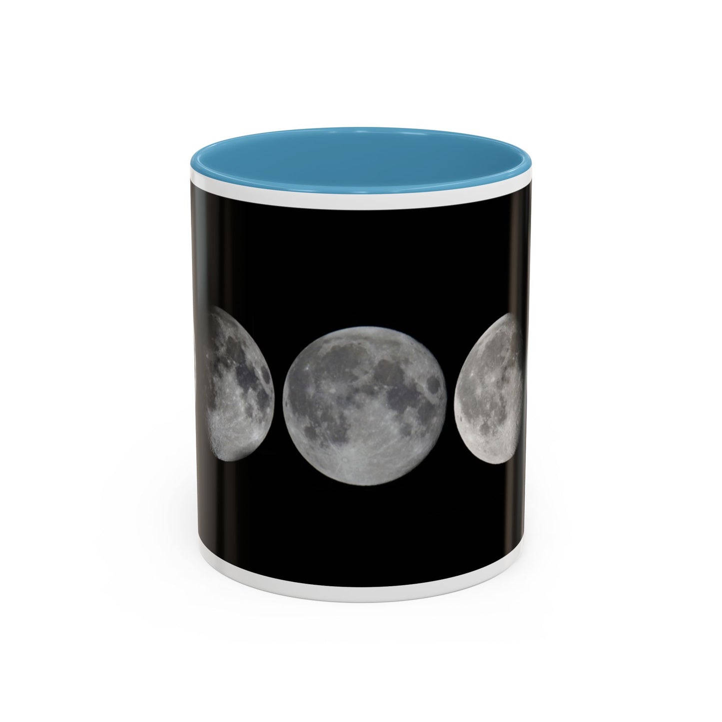 Lunar Phases Accent Coffee Mug — Moon Phase Ceramic Mug (11/15oz)