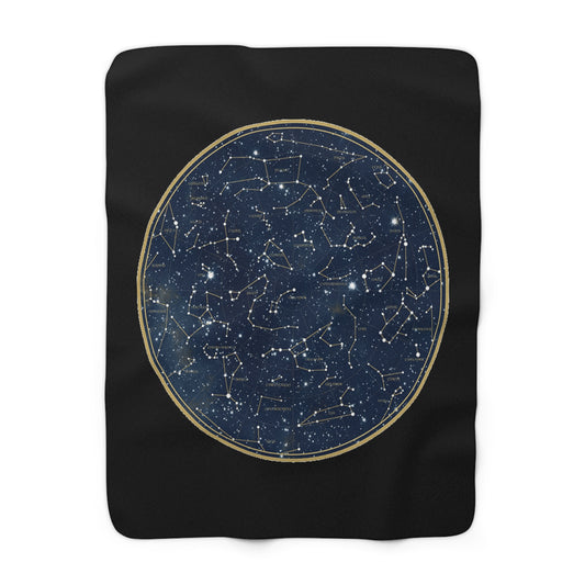 Constellation Star Map Sherpa Blanket — Cozy Astronomy Fleece Throw