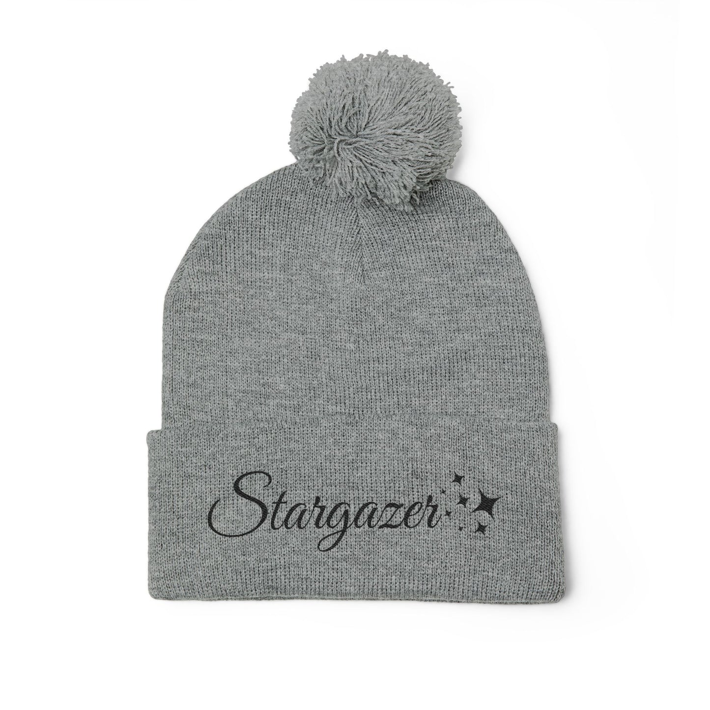 Stargazer Embroidered Pom-Pom Knit Cap — Cozy Starry Beanie for Winter Gifts