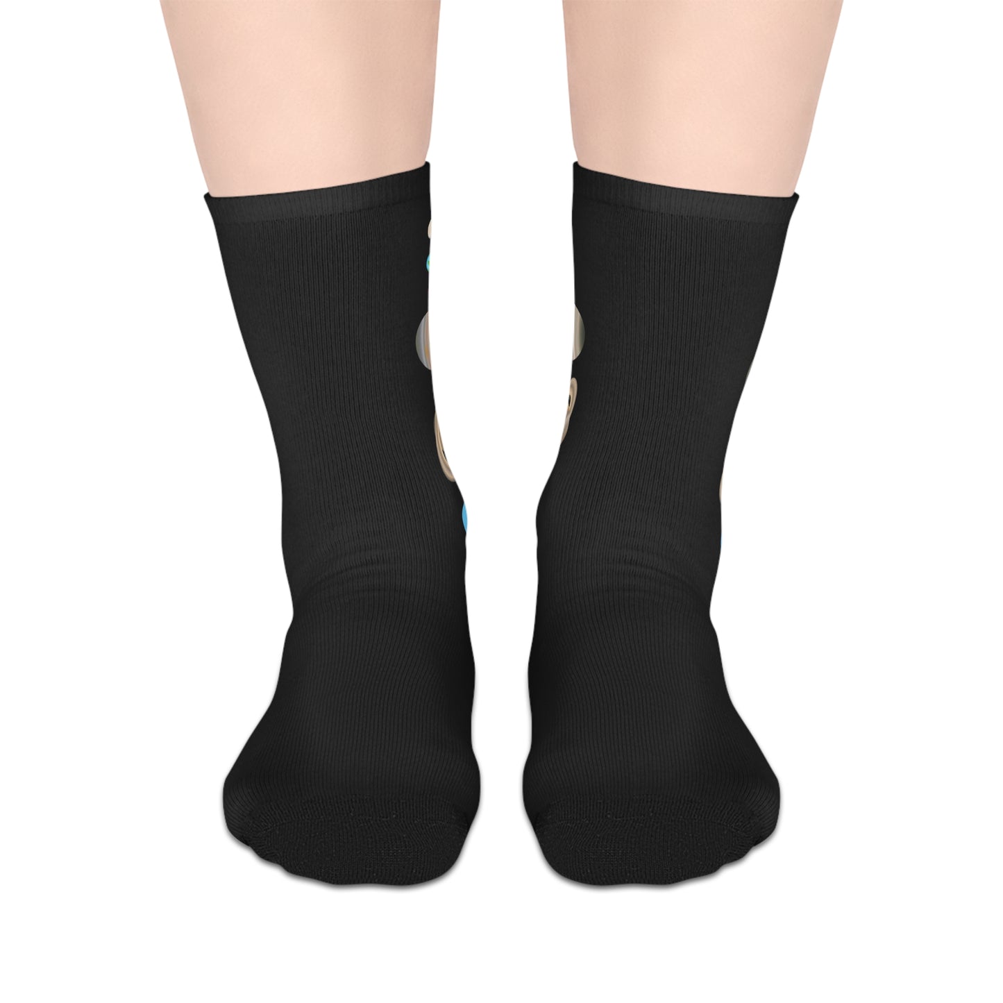 Cute Planets Mid-Length Socks — Cozy Black Socks with Planets Design