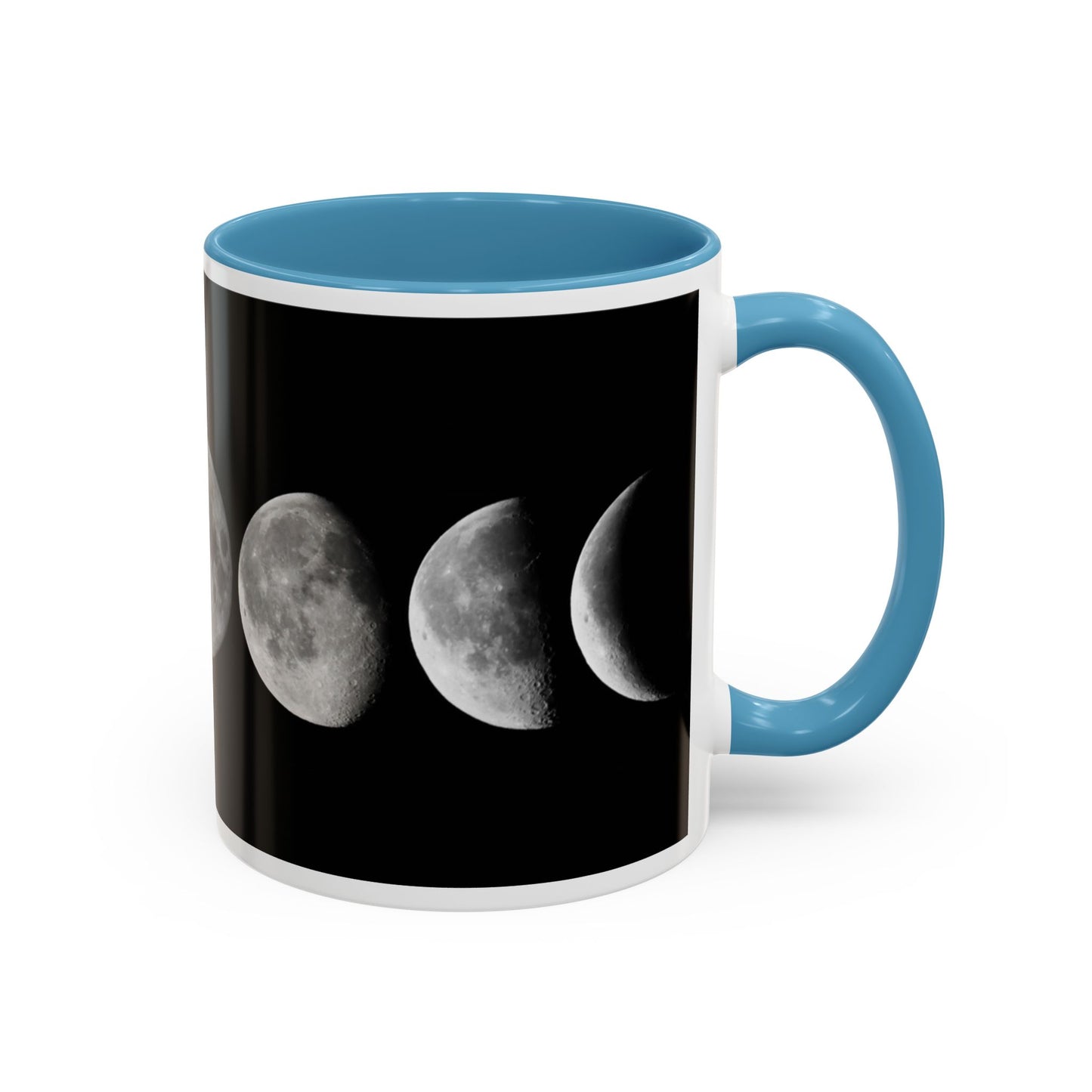 Lunar Phases Accent Coffee Mug — Moon Phase Ceramic Mug (11/15oz)