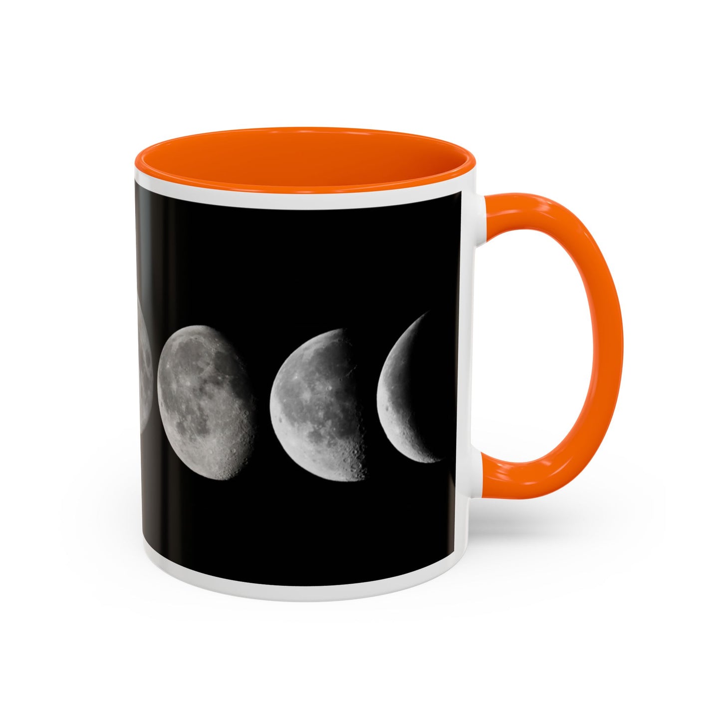 Lunar Phases Accent Coffee Mug — Moon Phase Ceramic Mug (11/15oz)