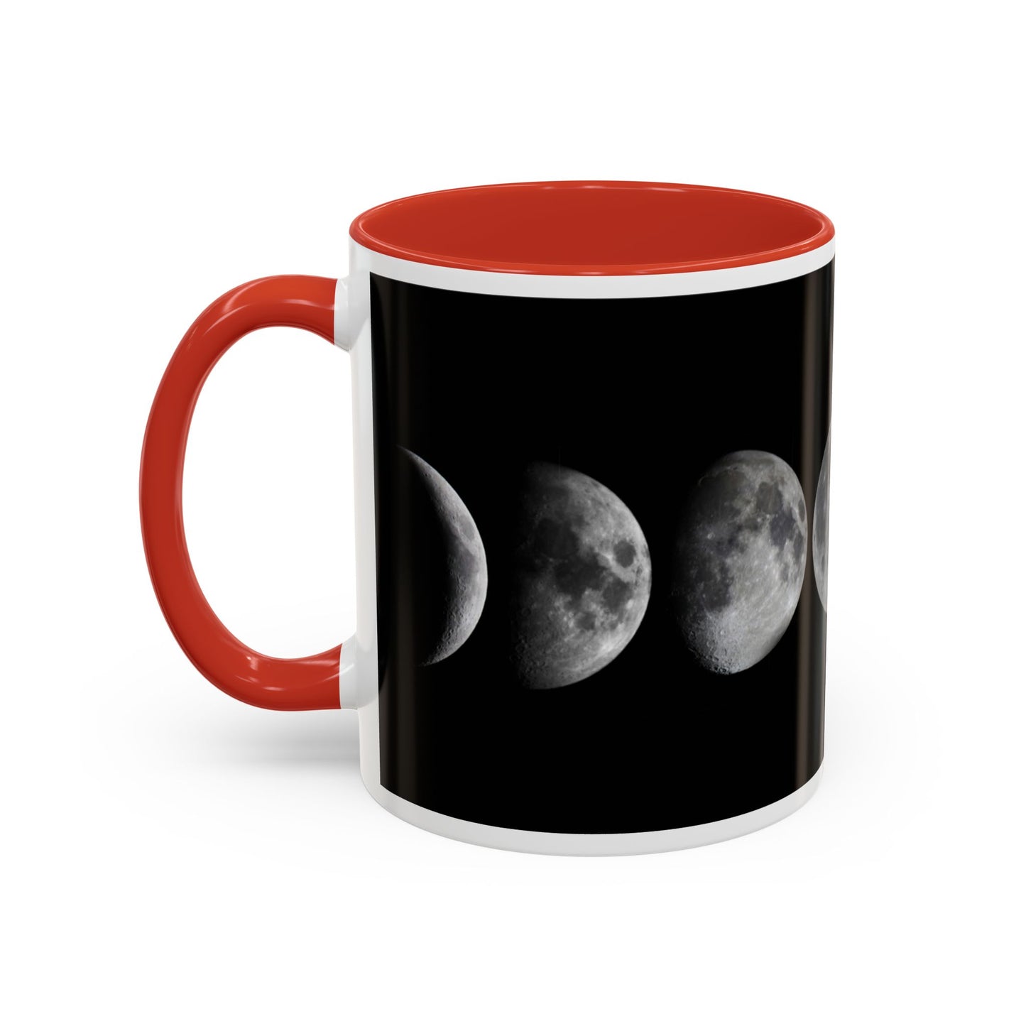 Lunar Phases Accent Coffee Mug — Moon Phase Ceramic Mug (11/15oz)