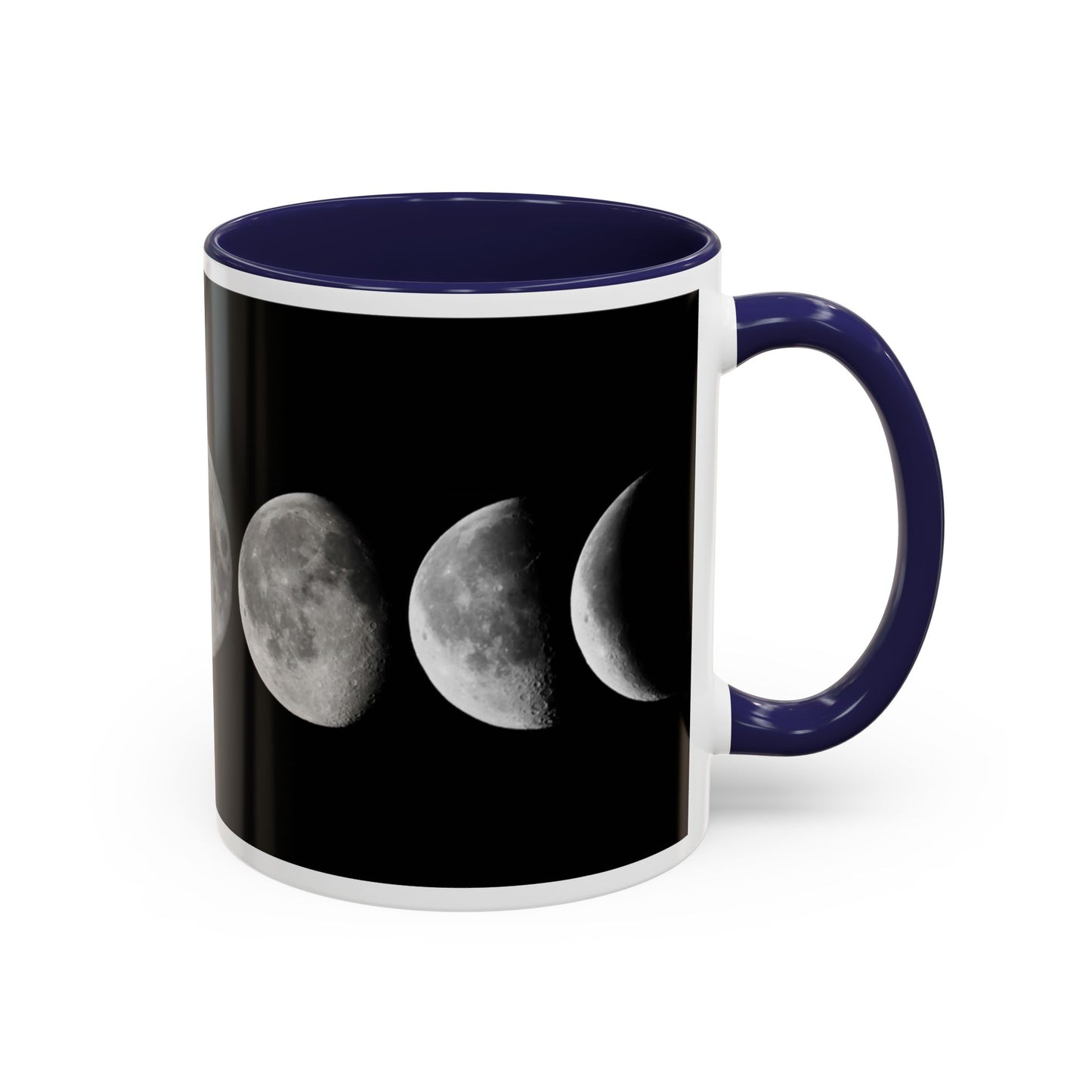 Lunar Phases Accent Coffee Mug — Moon Phase Ceramic Mug (11/15oz)