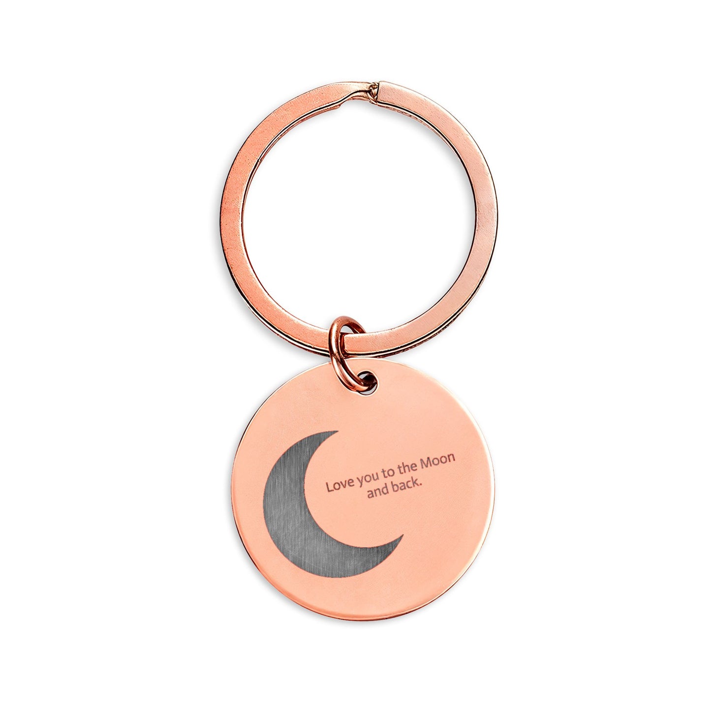 Engraved Moon Stainless Steel Keychain — Personalized Round Keyring