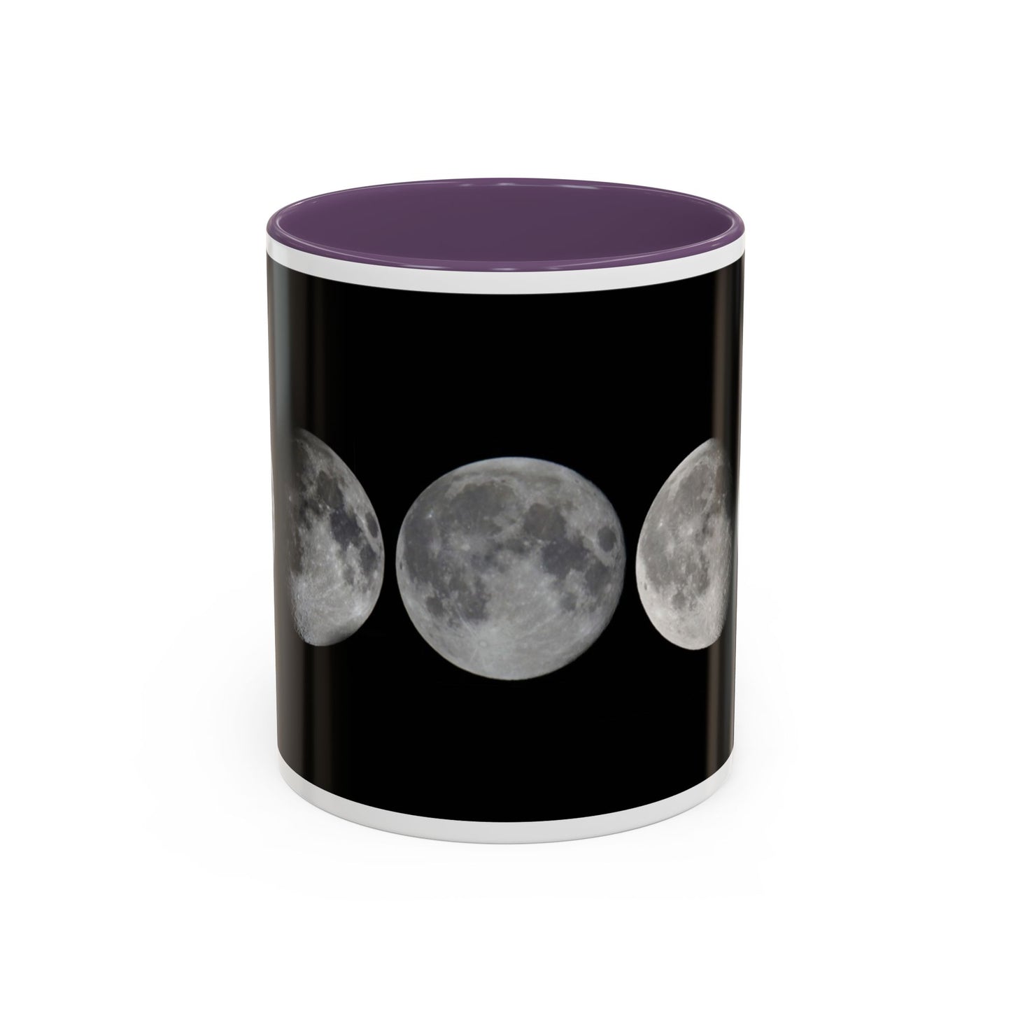 Lunar Phases Accent Coffee Mug — Moon Phase Ceramic Mug (11/15oz)