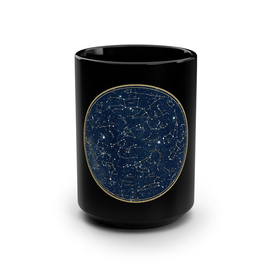 Constellation Star Map Coffee Mug — 15oz Black Ceramic Astronomy Gift