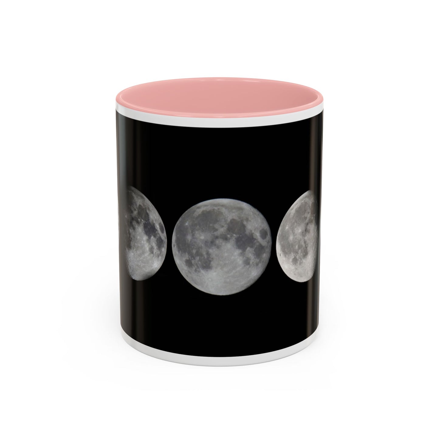Lunar Phases Accent Coffee Mug — Moon Phase Ceramic Mug (11/15oz)