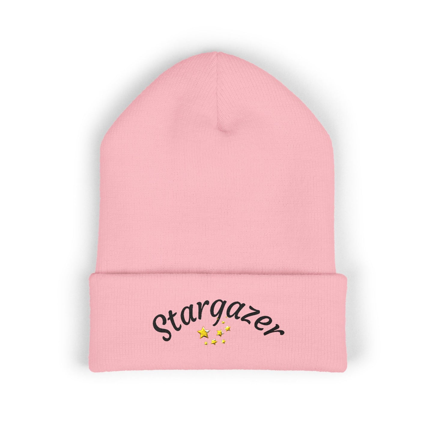 Stargazer Embroidered Cuffed Beanie — Cozy Star Lover Knit Hat