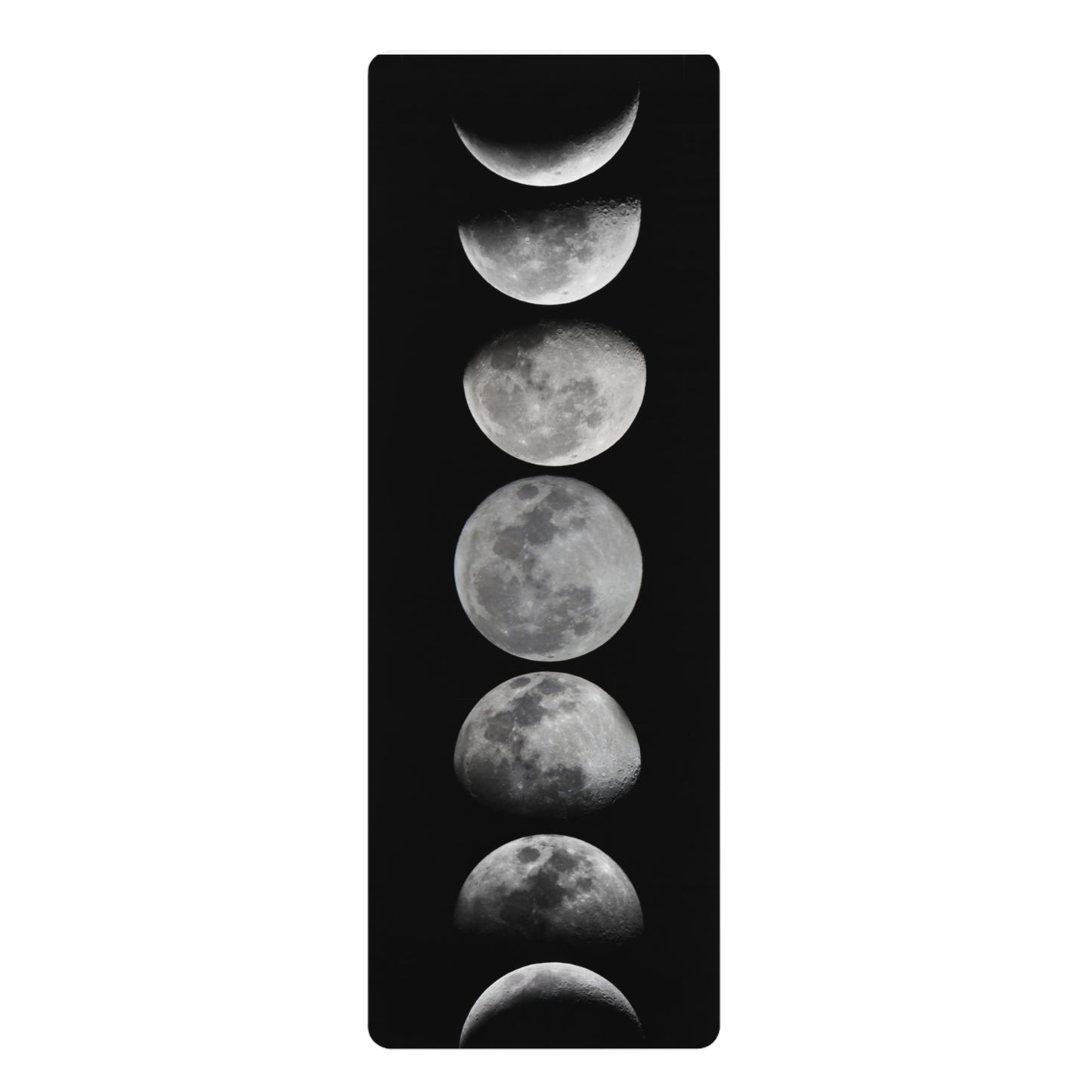 Moon Phase Rubber Yoga Mat — Black Lunar Cycle Non-Slip Exercise Mat
