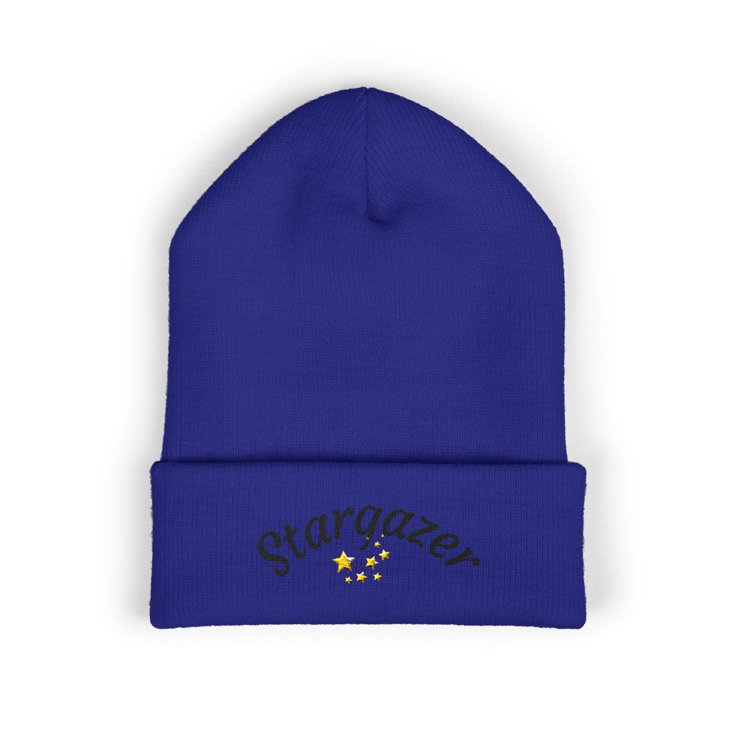 Stargazer Embroidered Cuffed Beanie — Cozy Star Lover Knit Hat