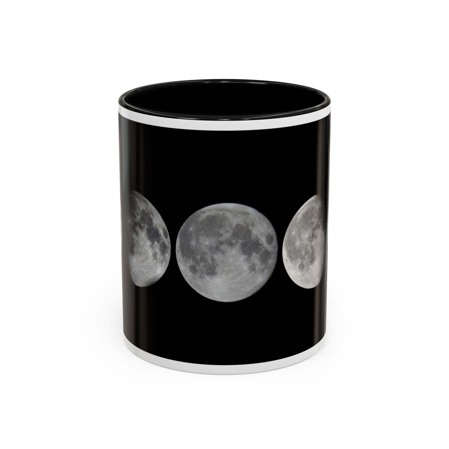 Lunar Phases Accent Coffee Mug — Moon Phase Ceramic Mug (11/15oz)