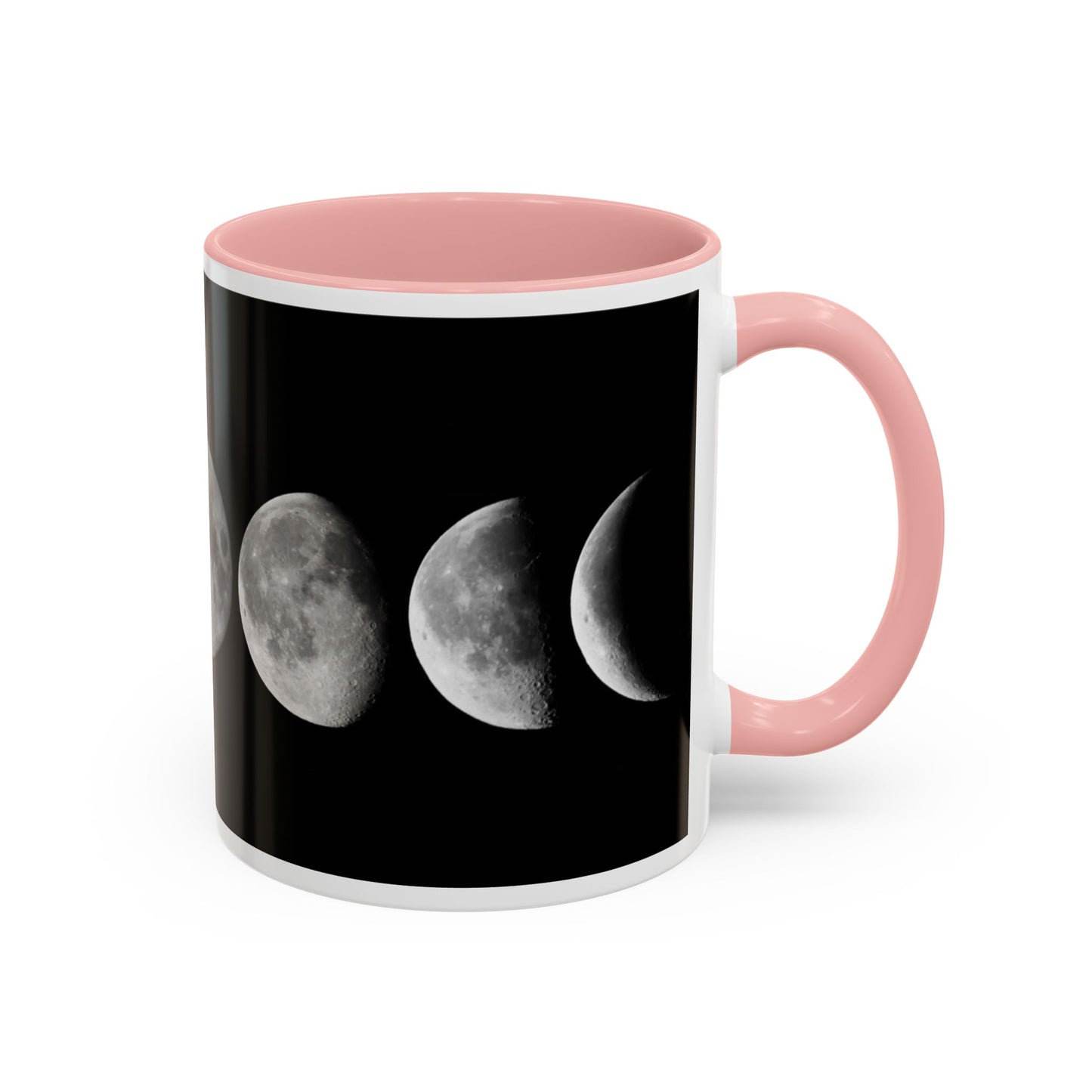 Lunar Phases Accent Coffee Mug — Moon Phase Ceramic Mug (11/15oz)