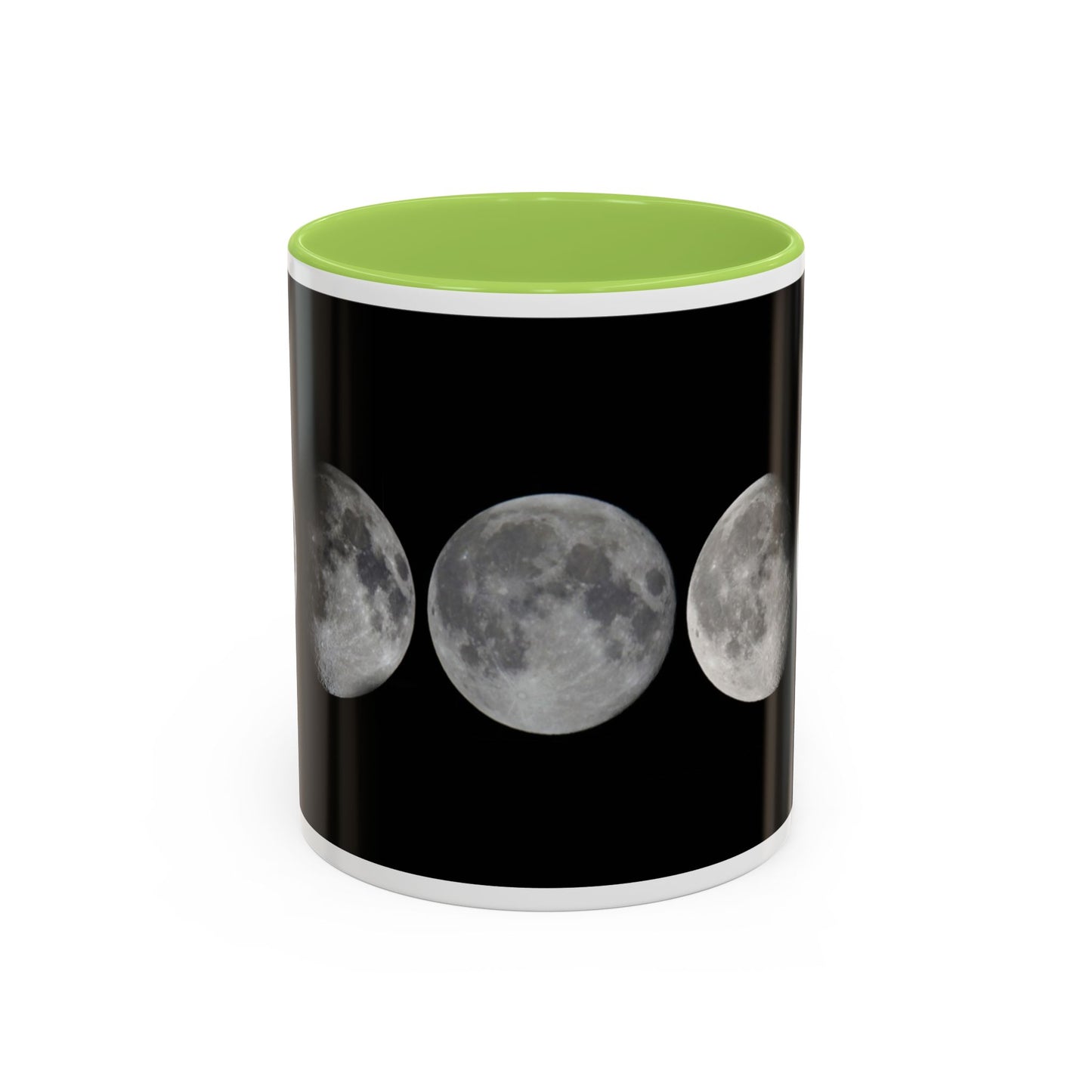 Lunar Phases Accent Coffee Mug — Moon Phase Ceramic Mug (11/15oz)