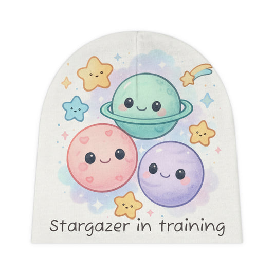 Baby Beanie — "Stargazer in Training" Cute Planet & Stars Infant Beanie