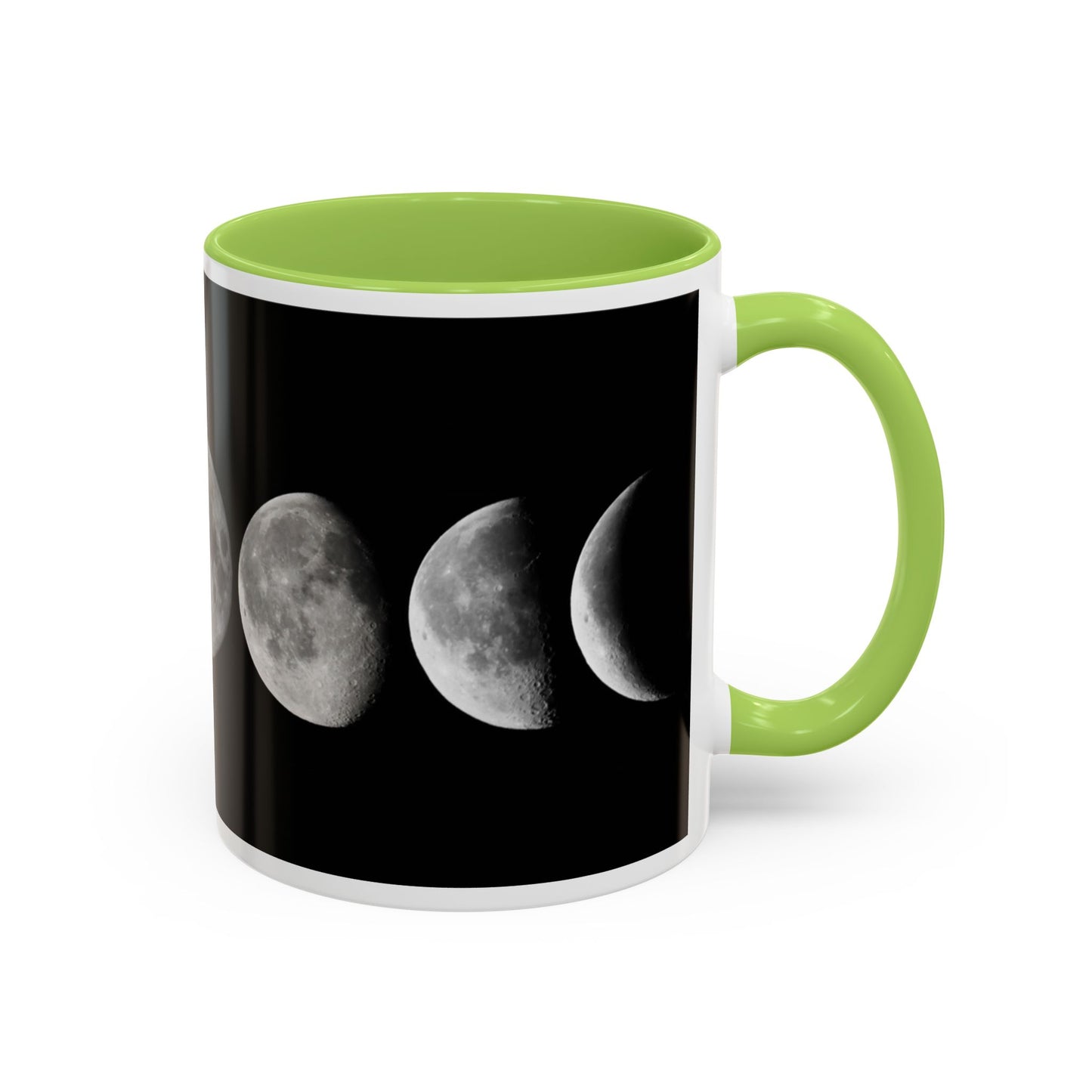 Lunar Phases Accent Coffee Mug — Moon Phase Ceramic Mug (11/15oz)