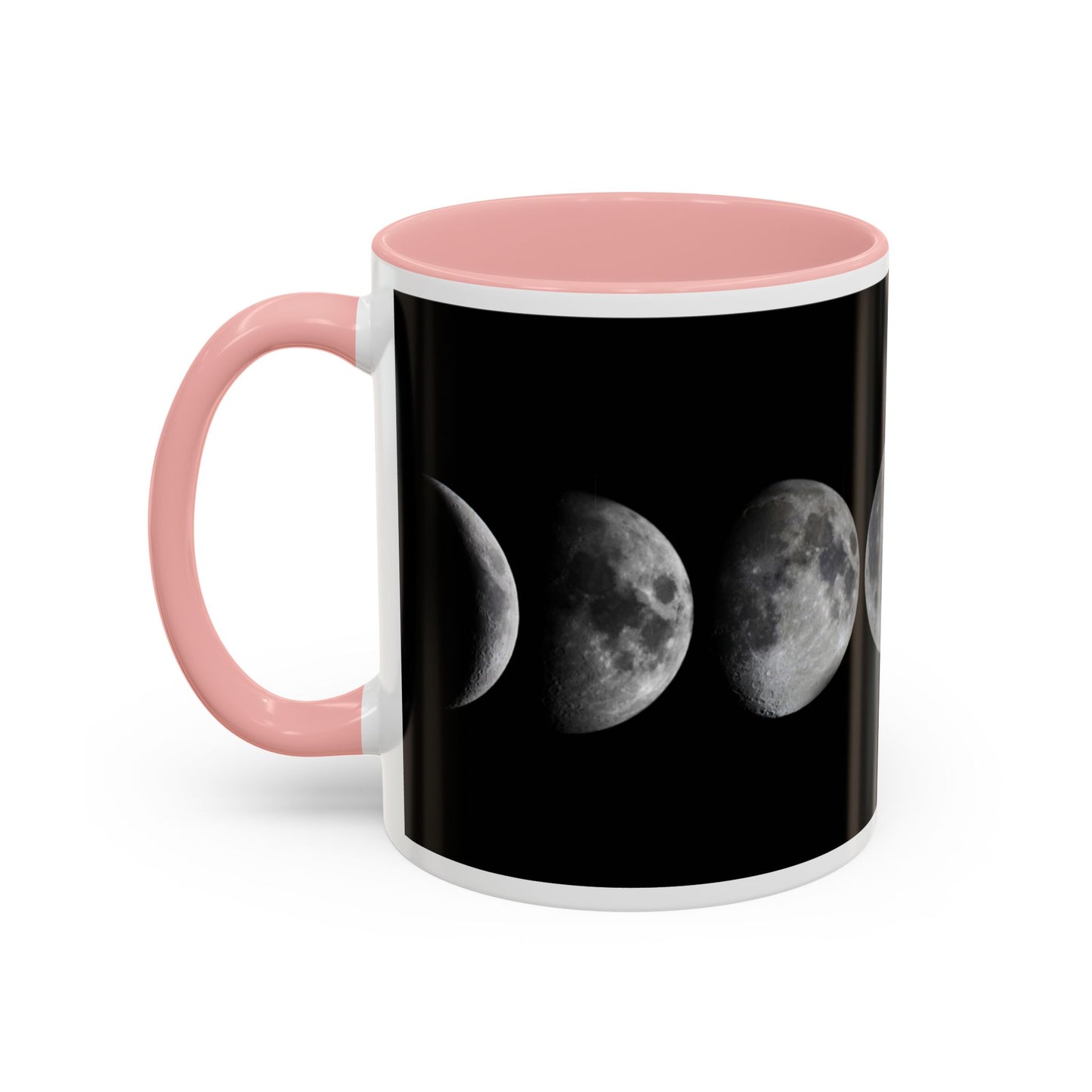 Lunar Phases Accent Coffee Mug — Moon Phase Ceramic Mug (11/15oz)