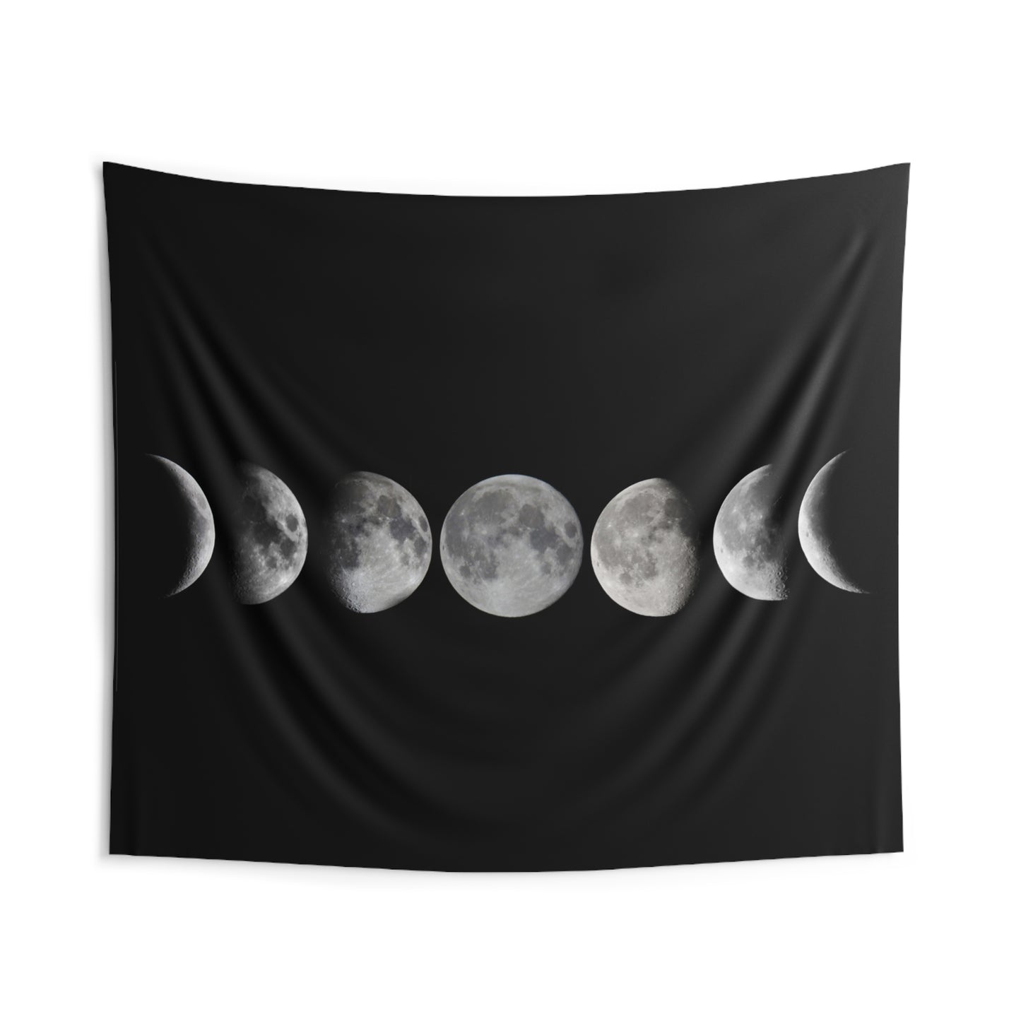 Moon Phase Wall Tapestry — Minimal Lunar Decor for Bedroom, Living Room, Meditation