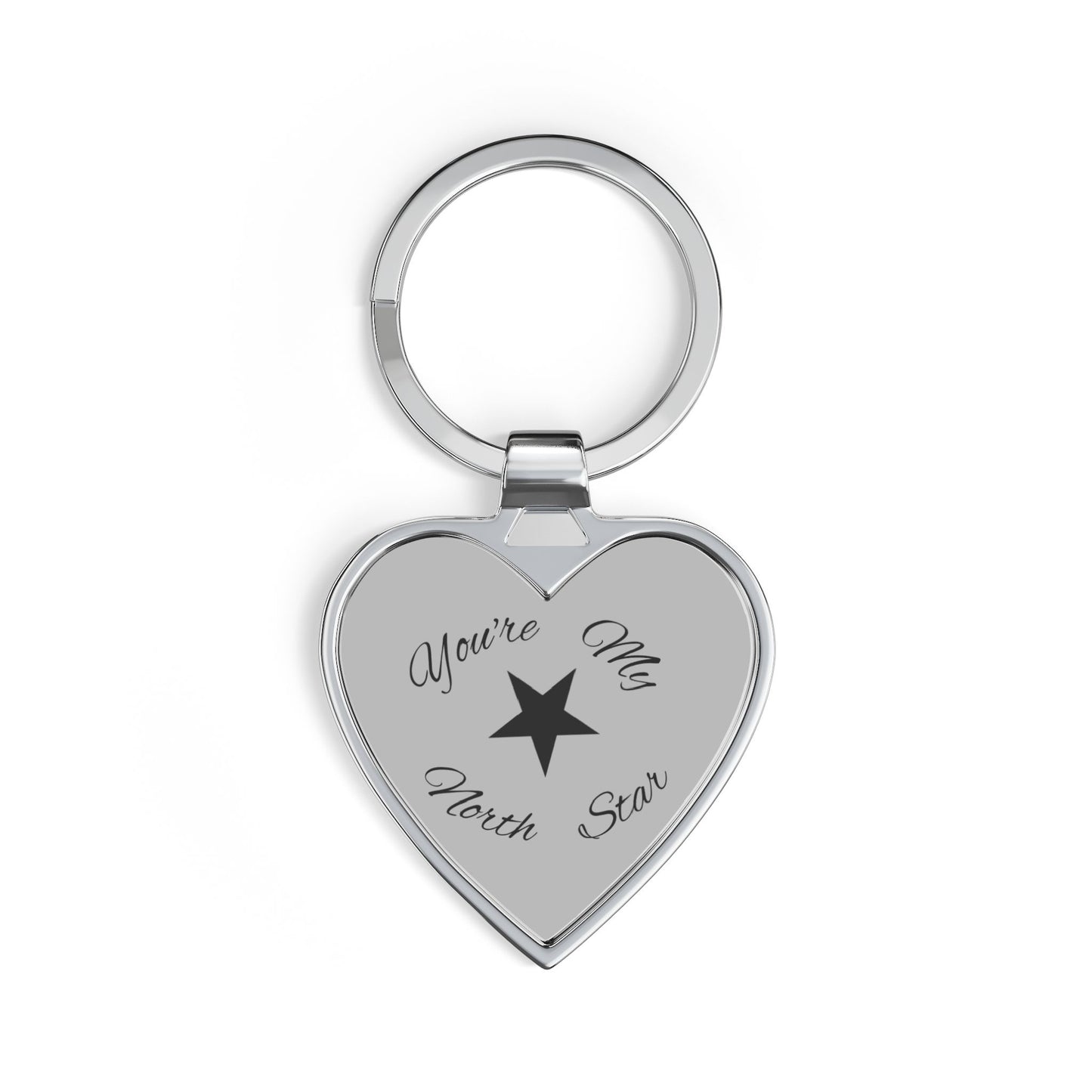 Heart Keychain — "You're My North Star" Engraved Metal Keyring, Romantic Anniversary Gift