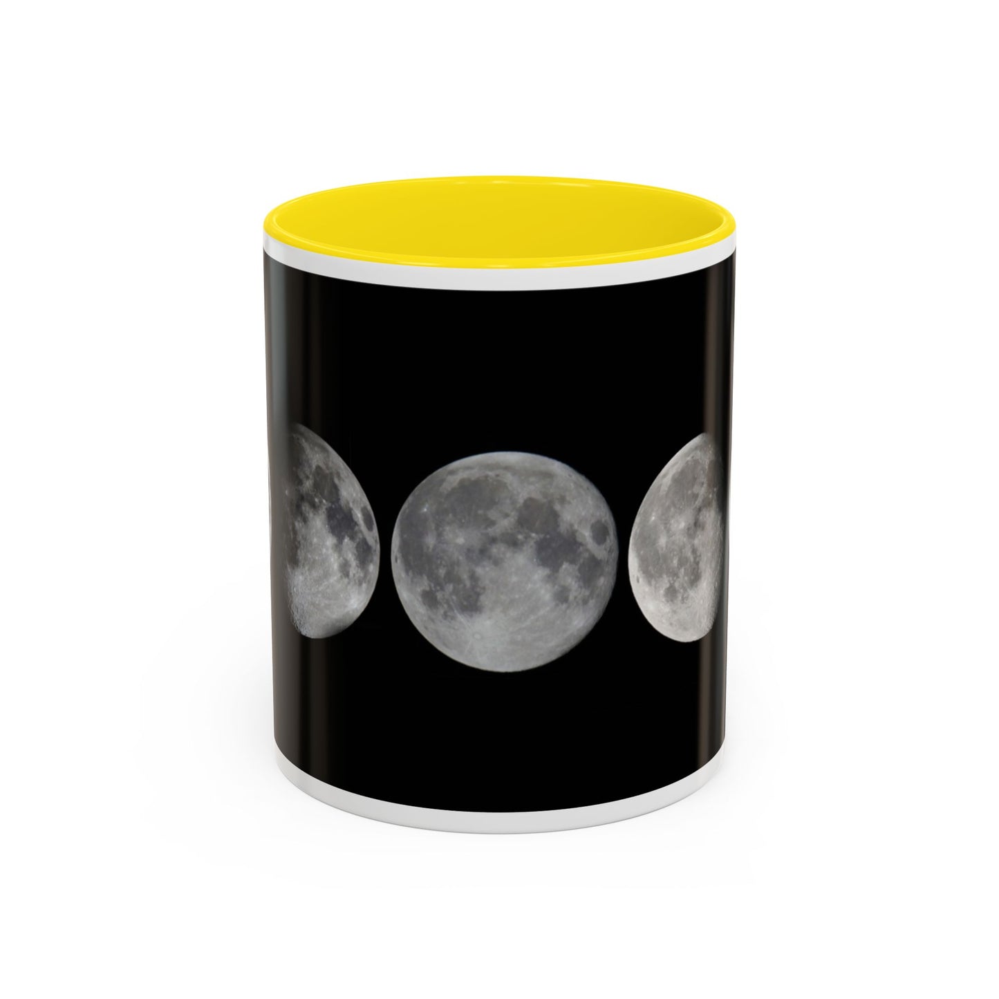 Lunar Phases Accent Coffee Mug — Moon Phase Ceramic Mug (11/15oz)