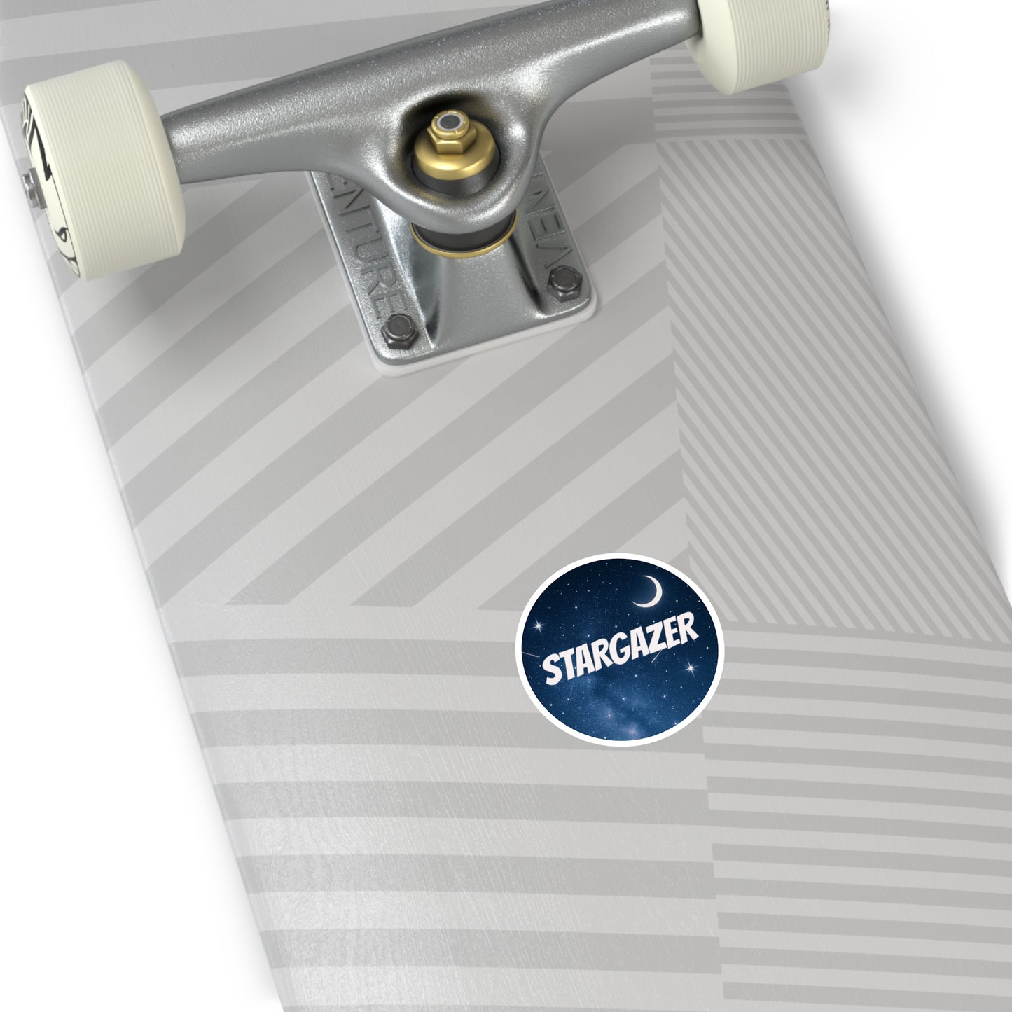 Stargazer Round Sticker — Night Sky Moon Vinyl Decal (Indoor/Outdoor)