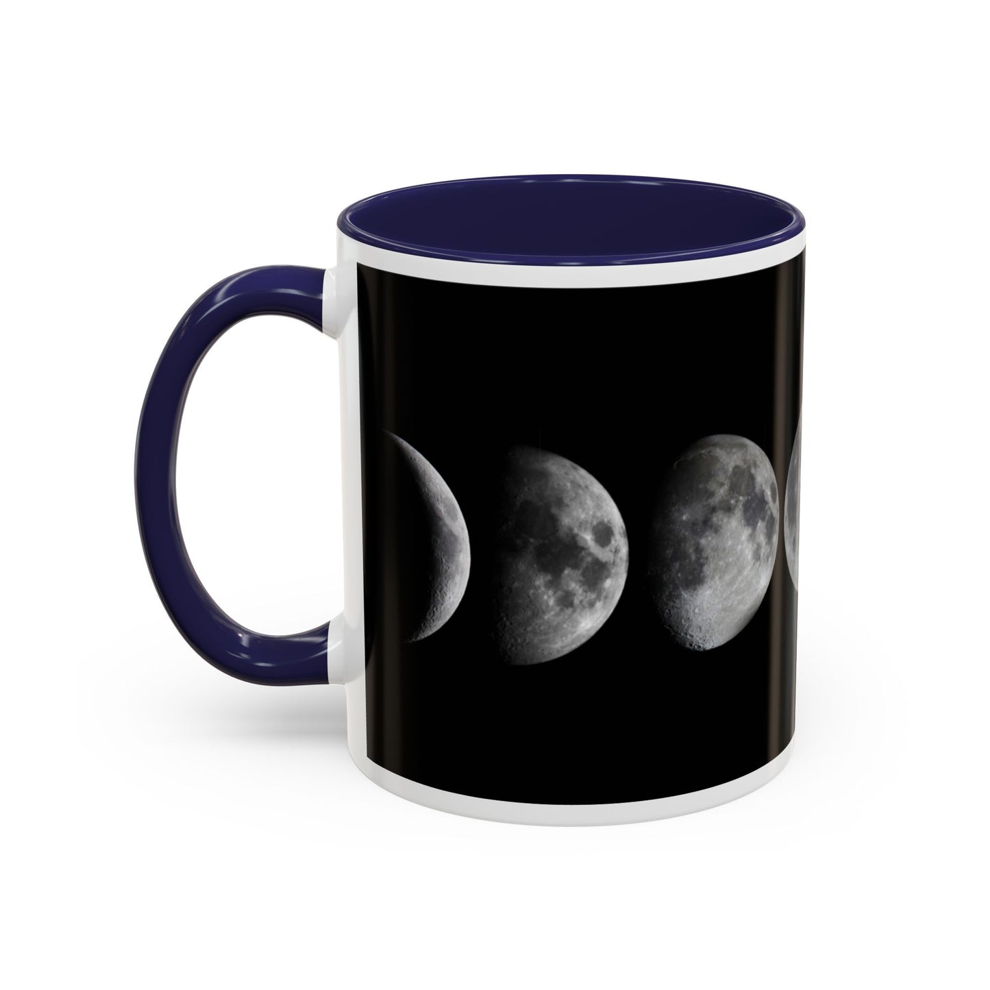 Lunar Phases Accent Coffee Mug — Moon Phase Ceramic Mug (11/15oz)