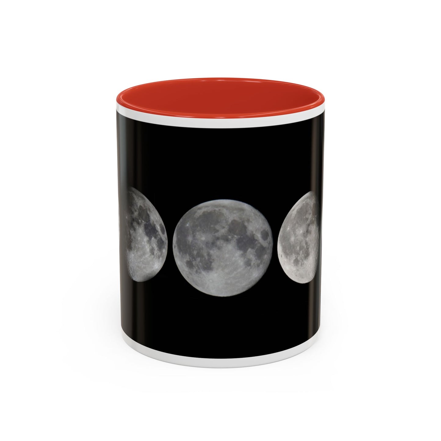 Lunar Phases Accent Coffee Mug — Moon Phase Ceramic Mug (11/15oz)