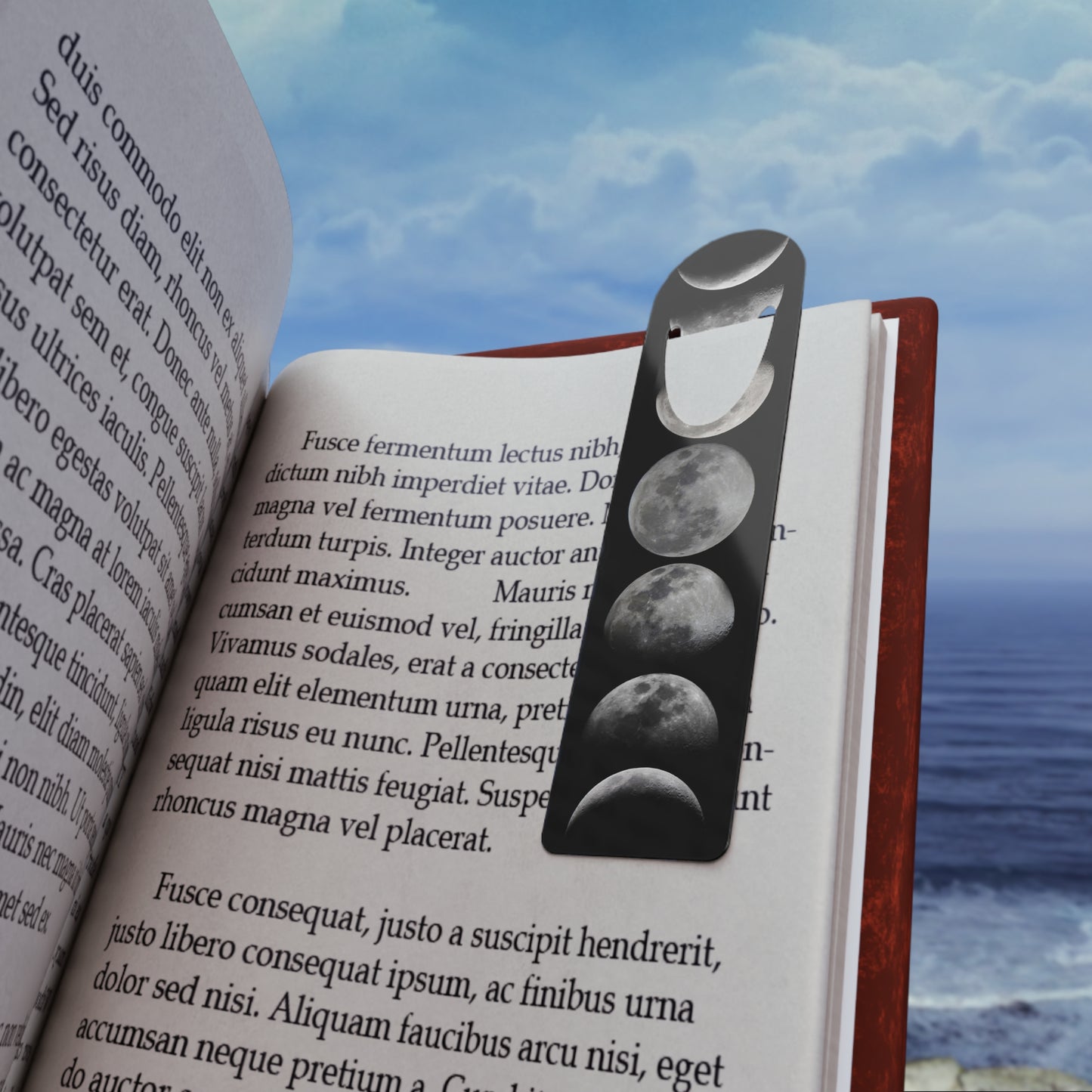 Moon Phase Metal Bookmark — Celestial Lunar Phases Bookmark for Readers