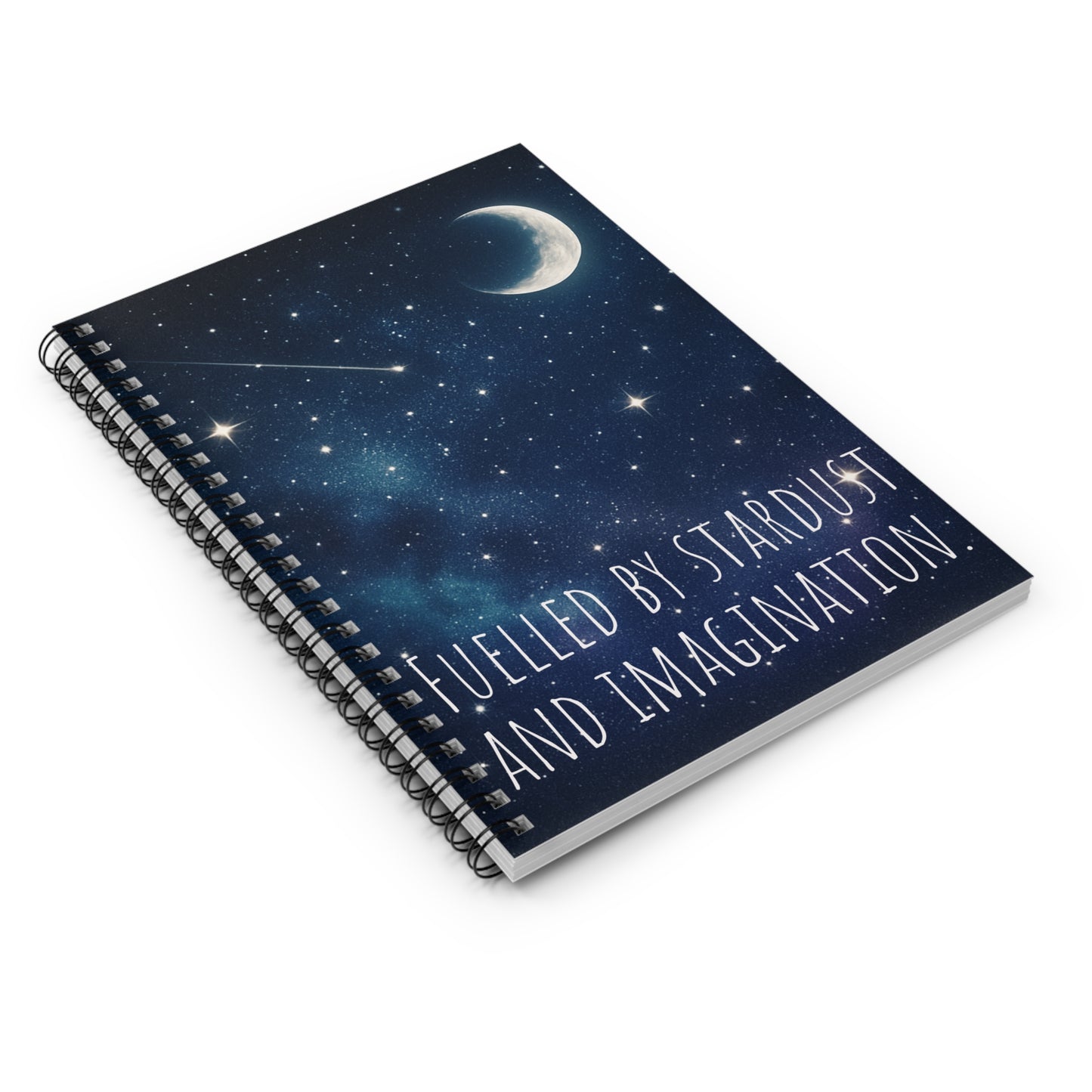 Stardust & Imagination Spiral Notebook — Ruled Journal with Moonlit Starry Cover
