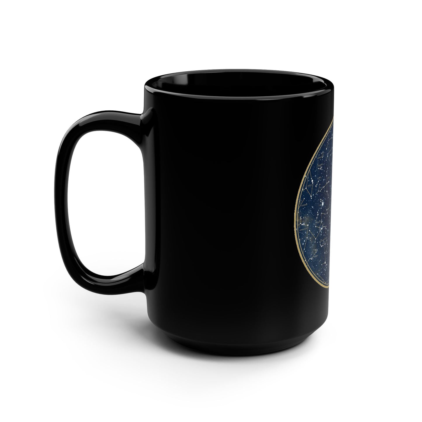 Constellation Star Map Coffee Mug — 15oz Black Ceramic Astronomy Gift