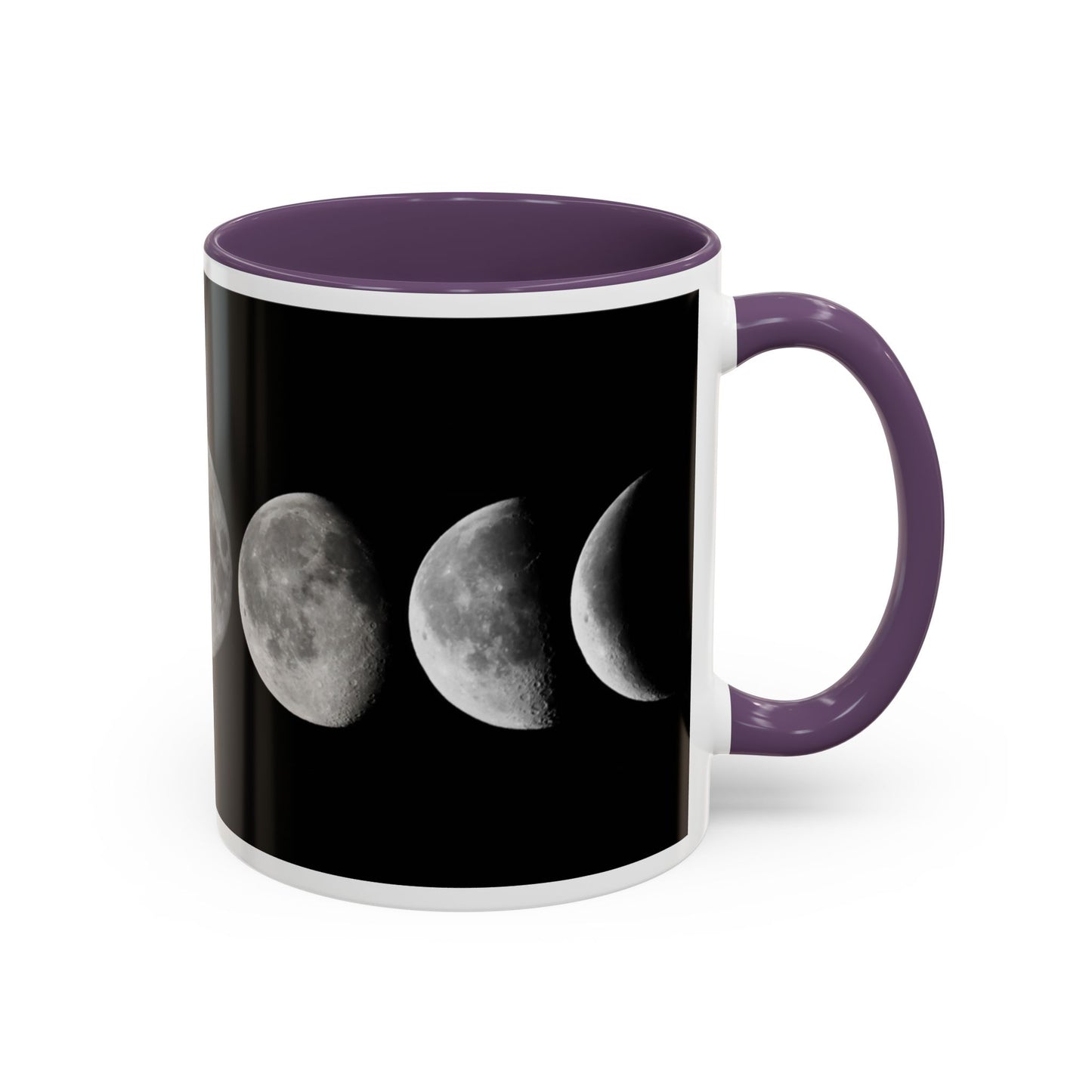 Lunar Phases Accent Coffee Mug — Moon Phase Ceramic Mug (11/15oz)