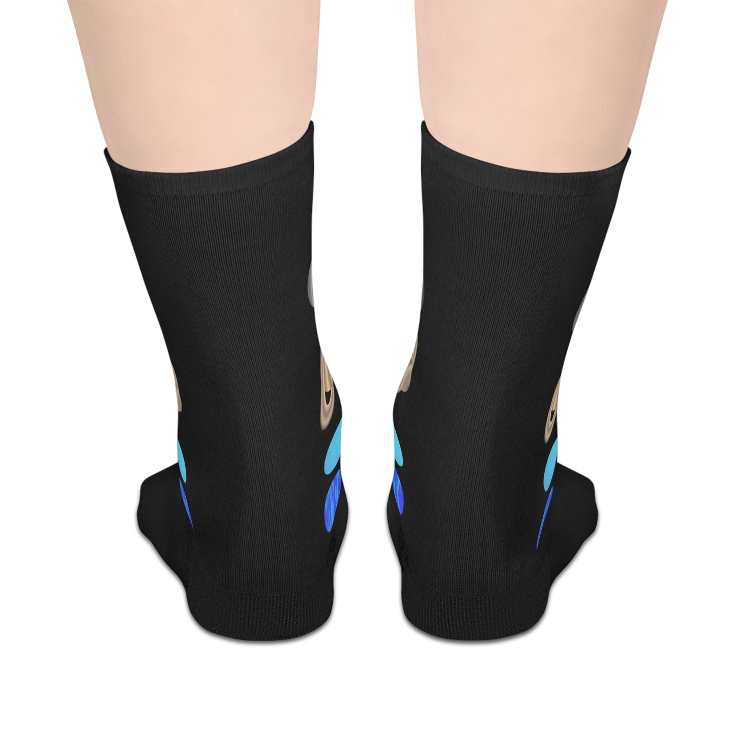Cute Planets Mid-Length Socks — Cozy Black Socks with Planets Design