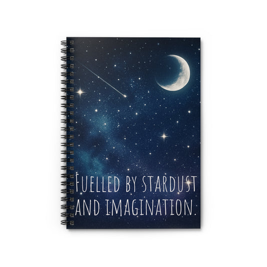 Stardust & Imagination Spiral Notebook — Ruled Journal with Moonlit Starry Cover