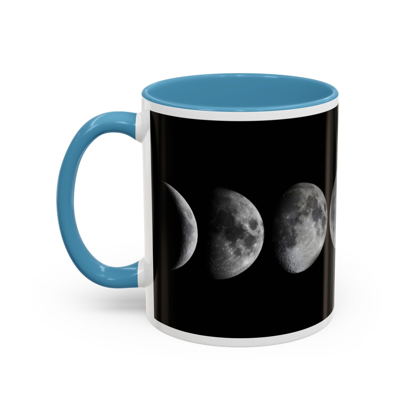 Lunar Phases Accent Coffee Mug — Moon Phase Ceramic Mug (11/15oz)