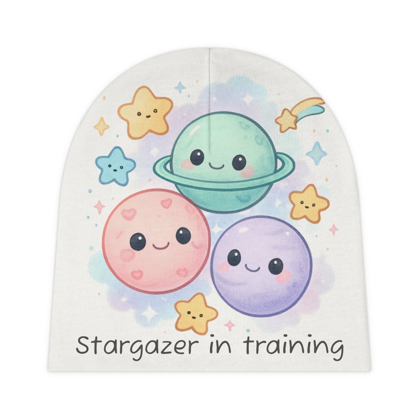 Baby Beanie — "Stargazer in Training" Cute Planet & Stars Infant Beanie