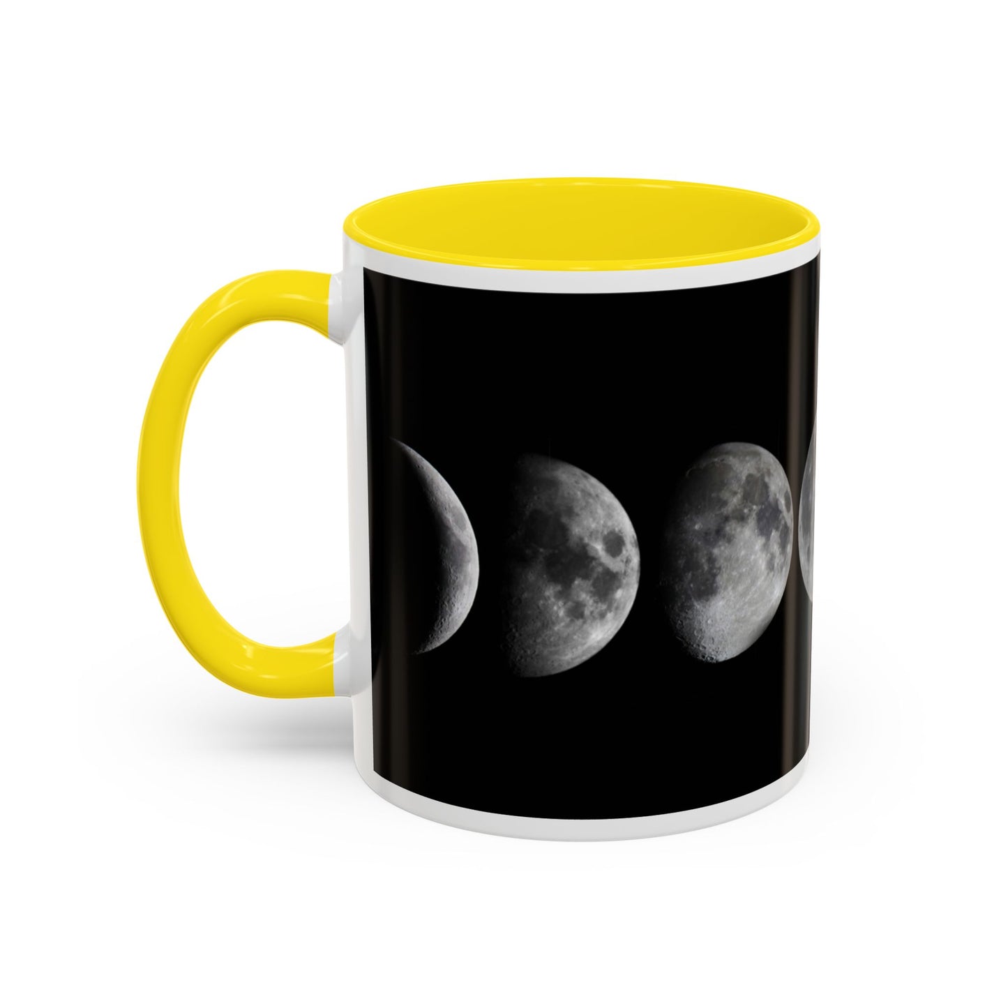 Lunar Phases Accent Coffee Mug — Moon Phase Ceramic Mug (11/15oz)