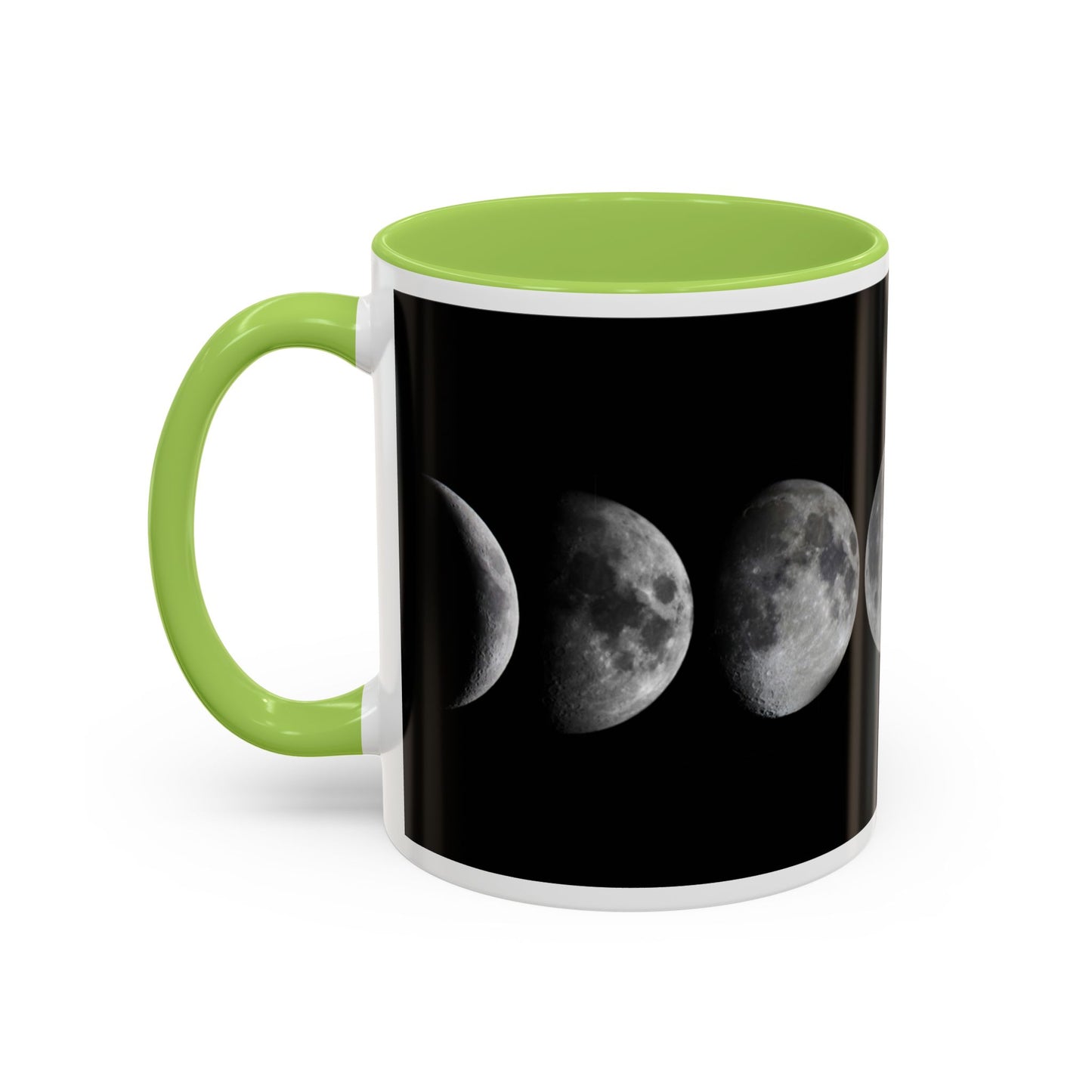 Lunar Phases Accent Coffee Mug — Moon Phase Ceramic Mug (11/15oz)