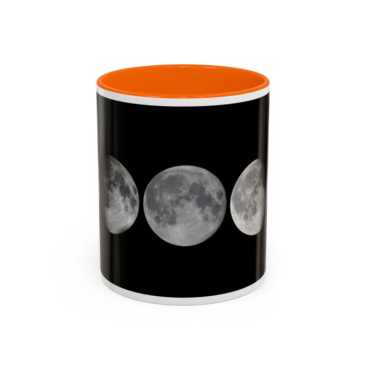 Lunar Phases Accent Coffee Mug — Moon Phase Ceramic Mug (11/15oz)