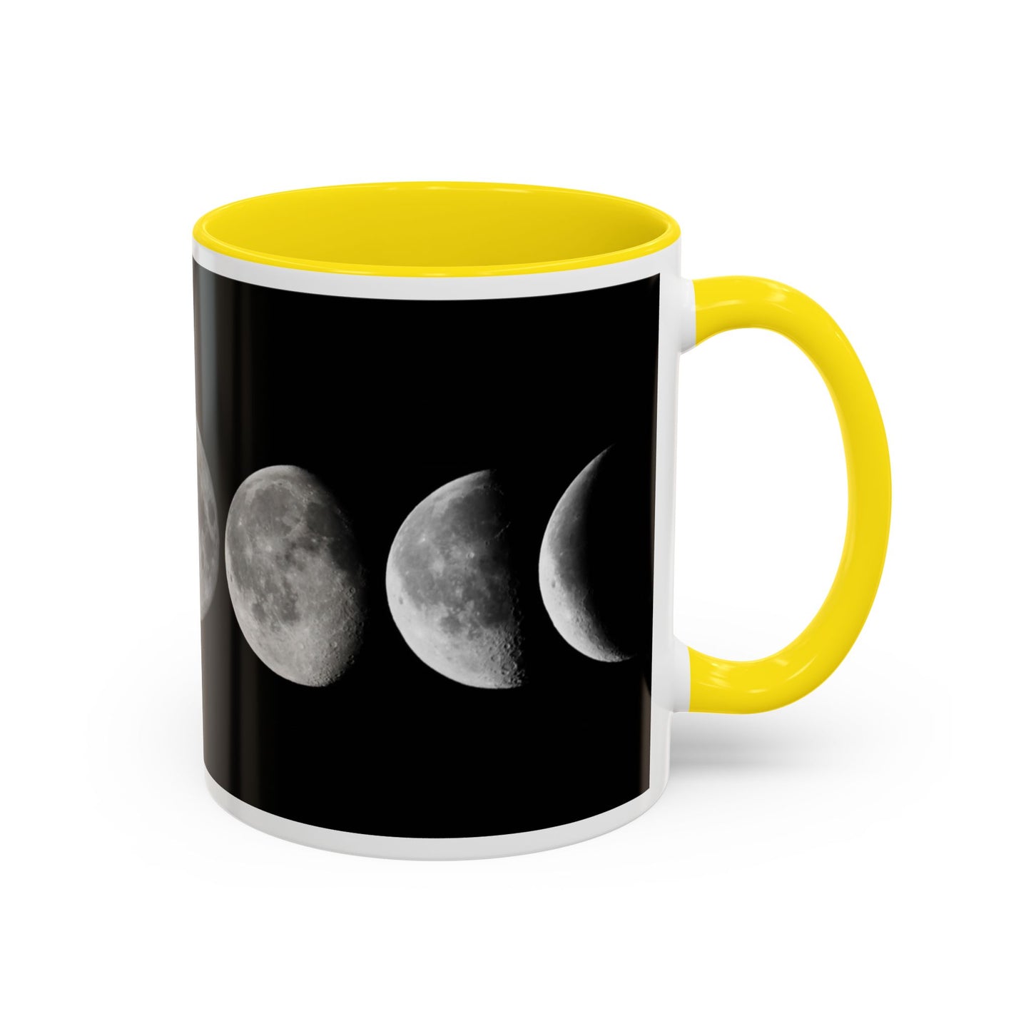 Lunar Phases Accent Coffee Mug — Moon Phase Ceramic Mug (11/15oz)