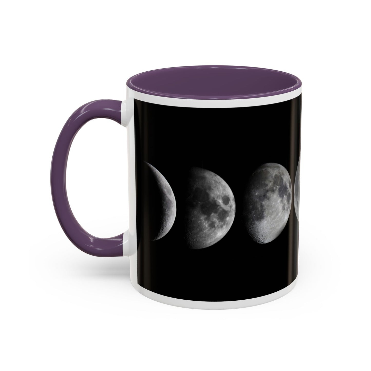 Lunar Phases Accent Coffee Mug — Moon Phase Ceramic Mug (11/15oz)