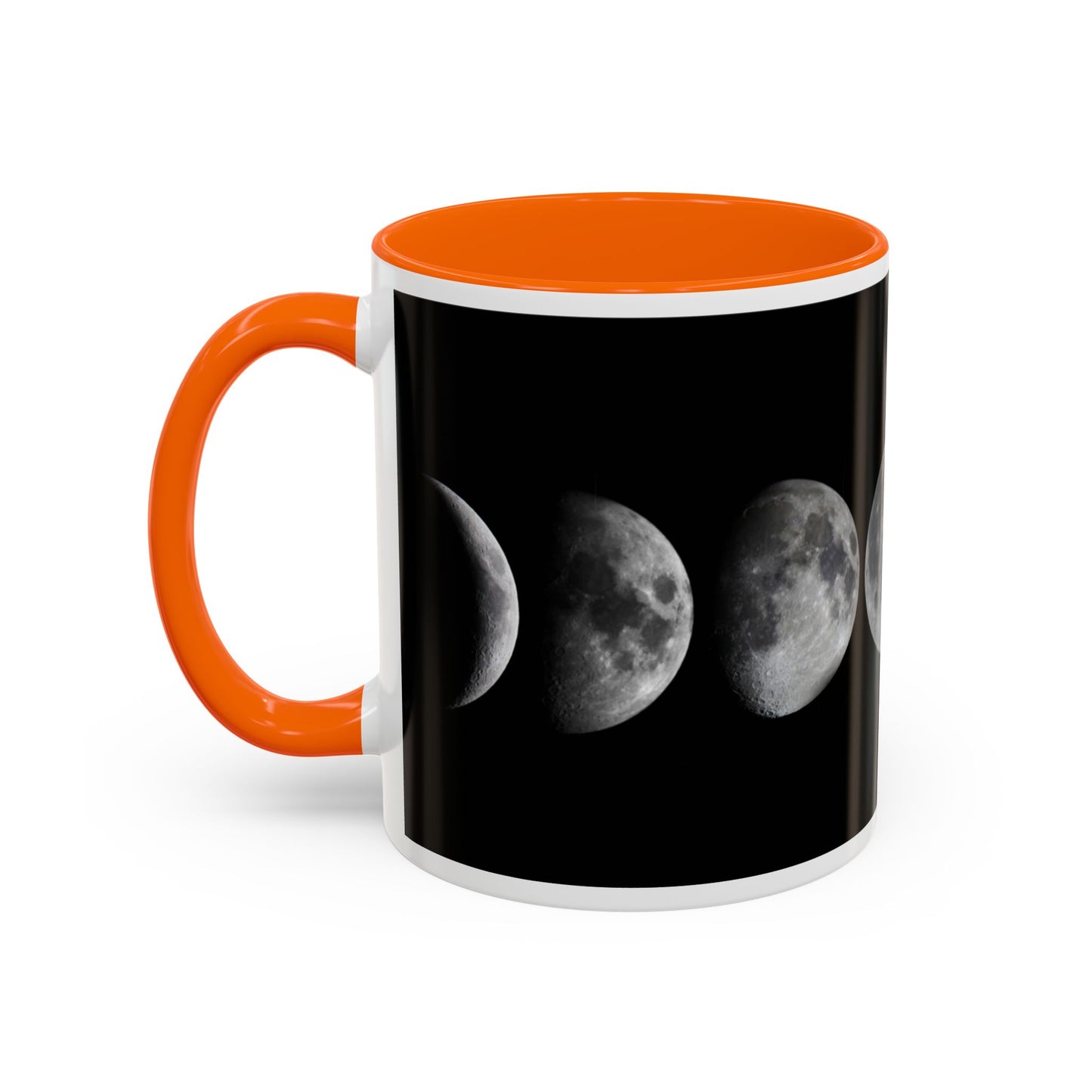 Lunar Phases Accent Coffee Mug — Moon Phase Ceramic Mug (11/15oz)