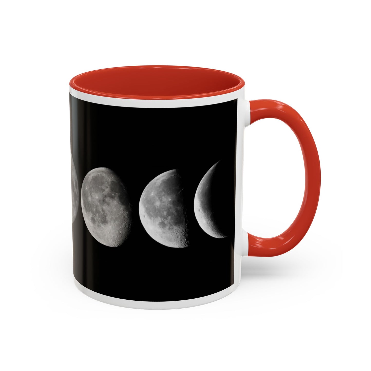 Lunar Phases Accent Coffee Mug — Moon Phase Ceramic Mug (11/15oz)
