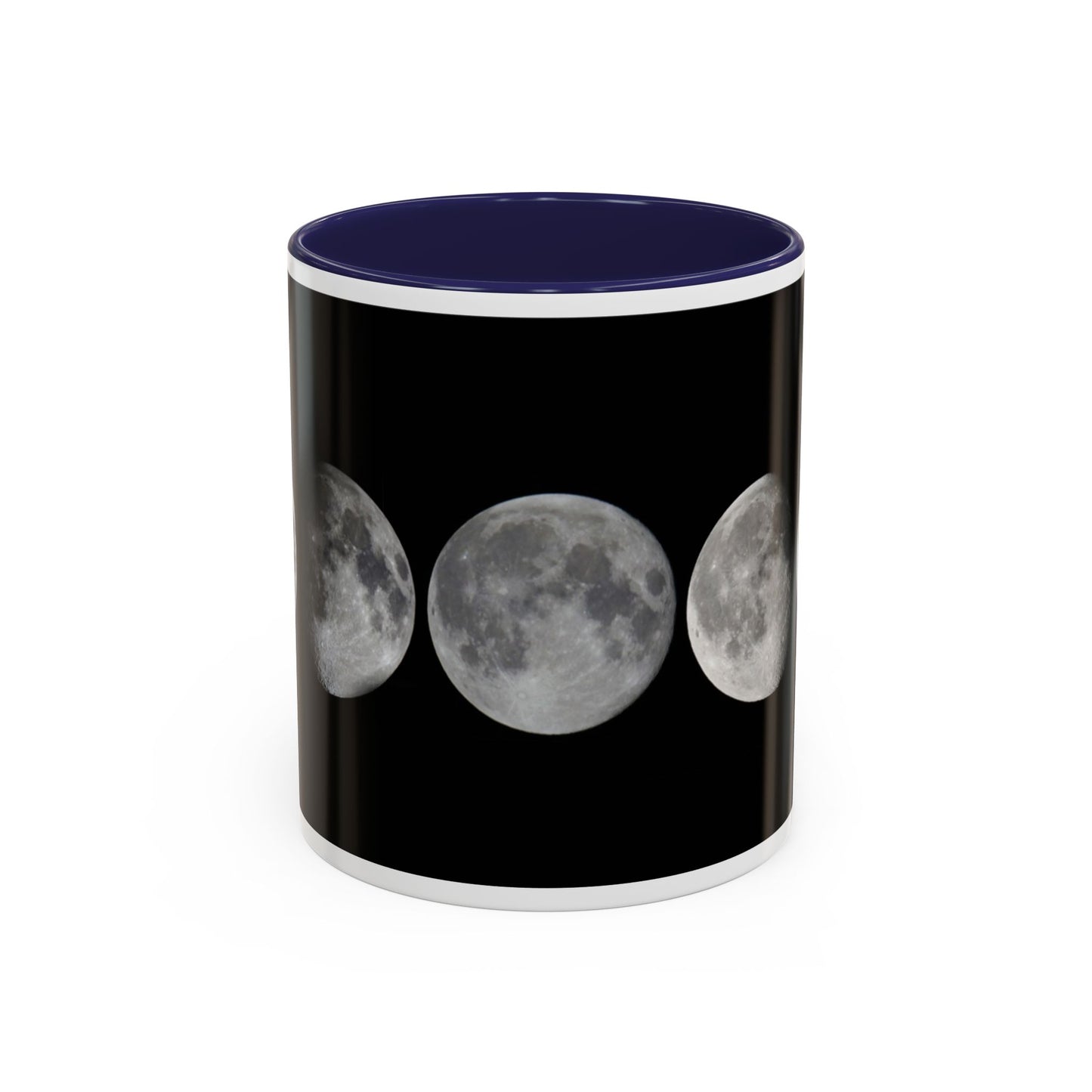 Lunar Phases Accent Coffee Mug — Moon Phase Ceramic Mug (11/15oz)